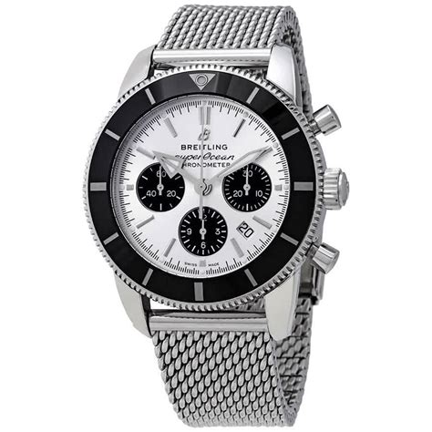 breitling superocean chronometre automatic silver face